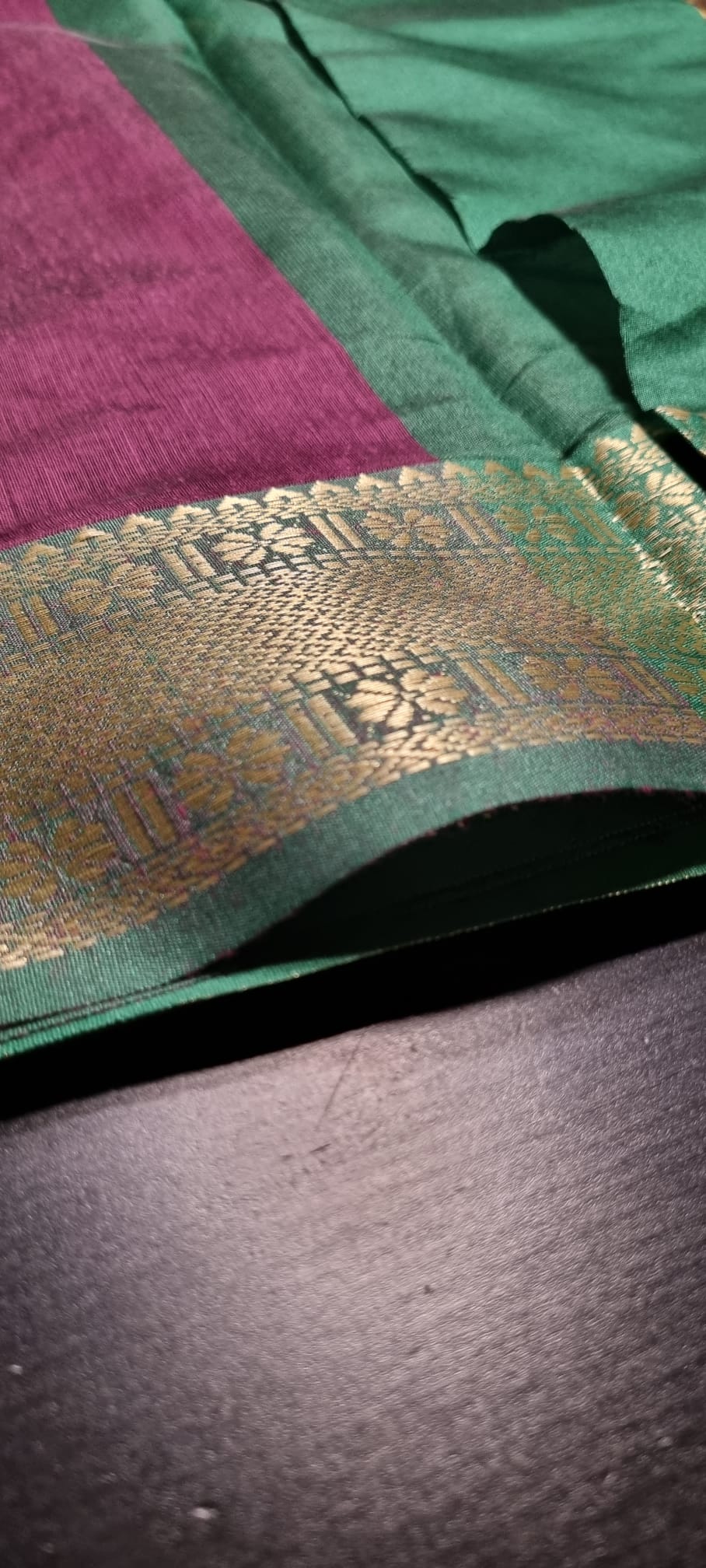 Naziya - Double colored green and violet Saree