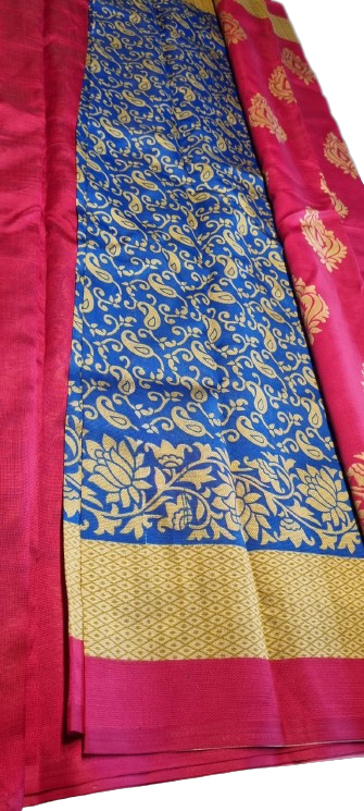 Satya - Mysore silk Blue and pink Saree