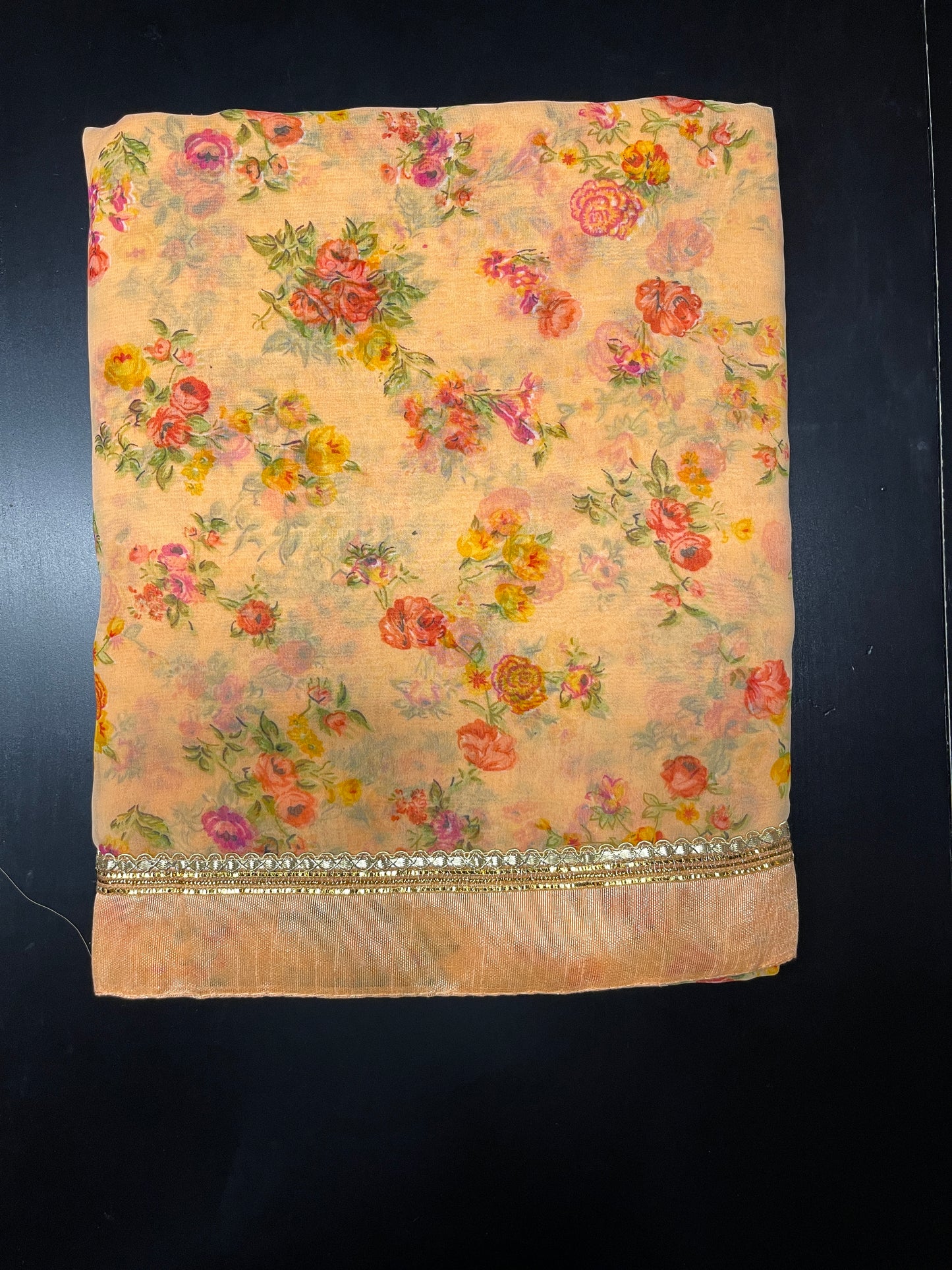 Saraswati - Casual Orange Flowered Saree