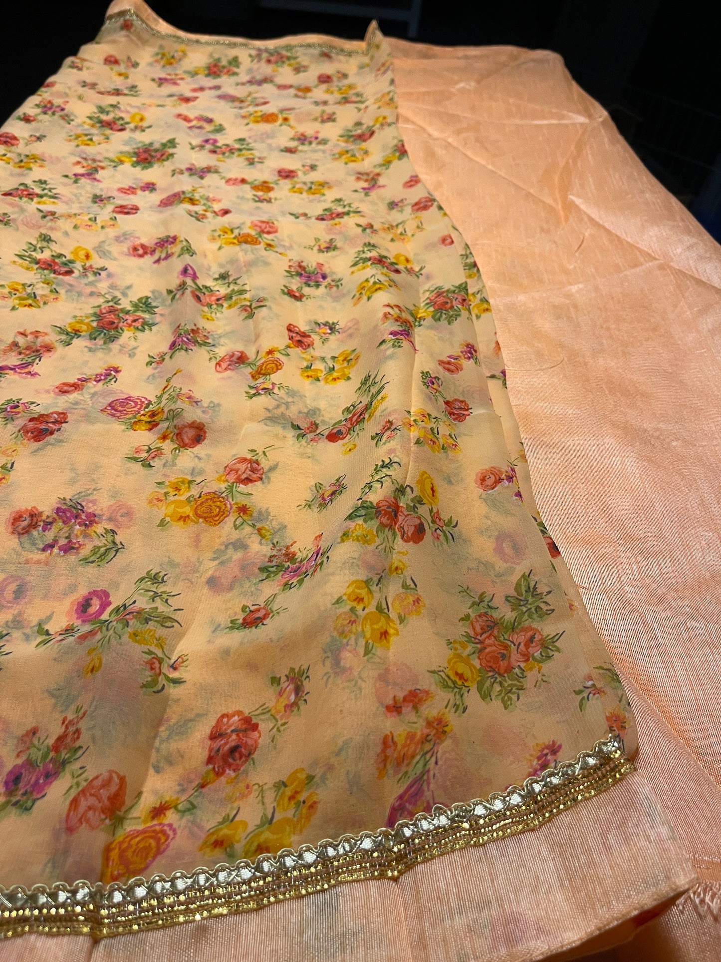 Saraswati - Casual Orange Flowered Saree