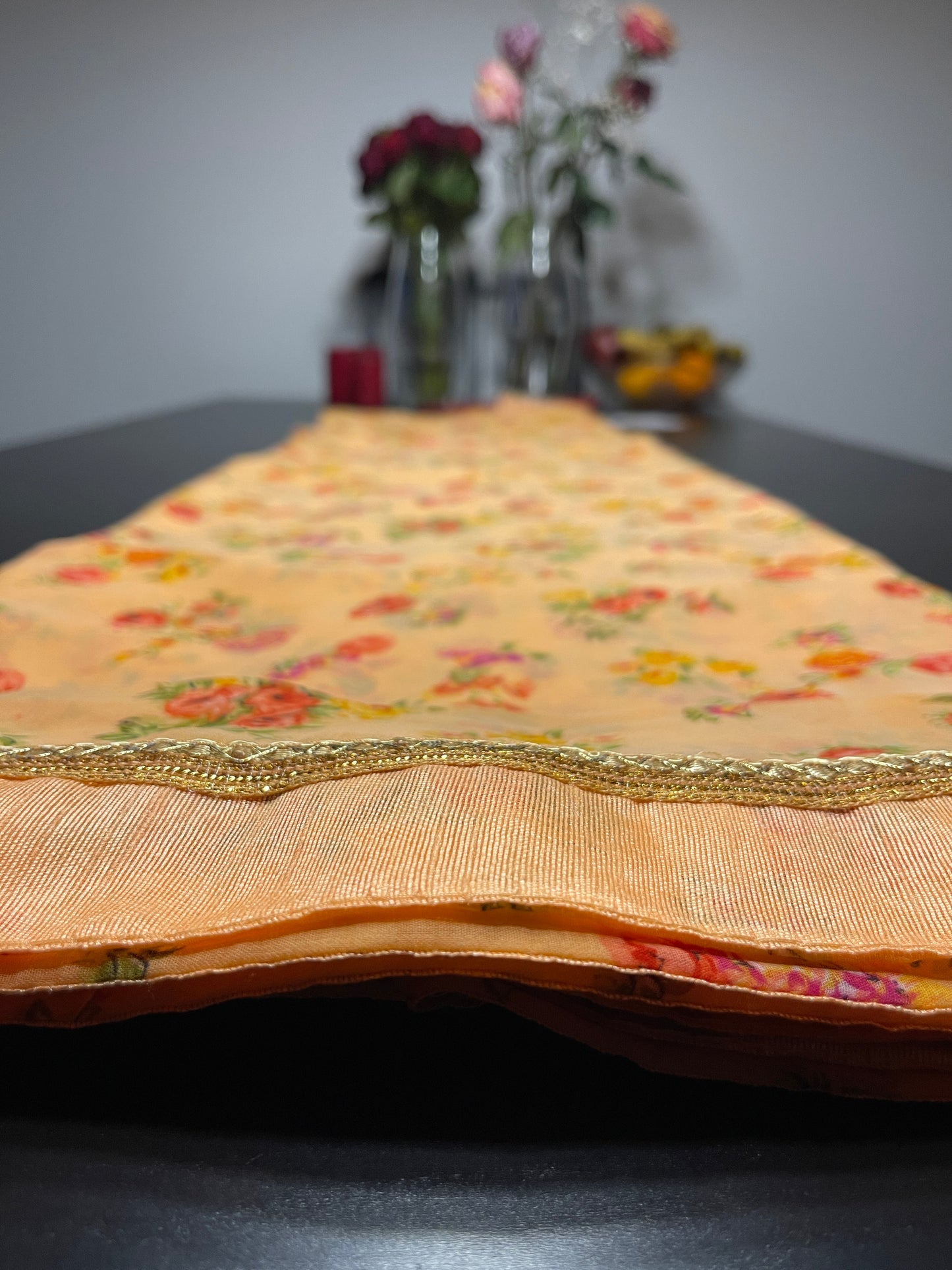 Saraswati - Casual Orange Flowered Saree