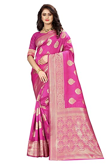 Pavitra – Goldbestickter eleganter rosa Saree.