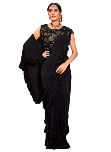 Omega - Readymade special black Saree