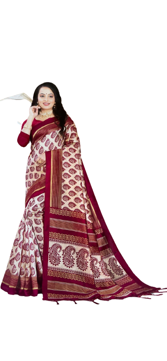 Nitiya - Classic Patterned Saree in red