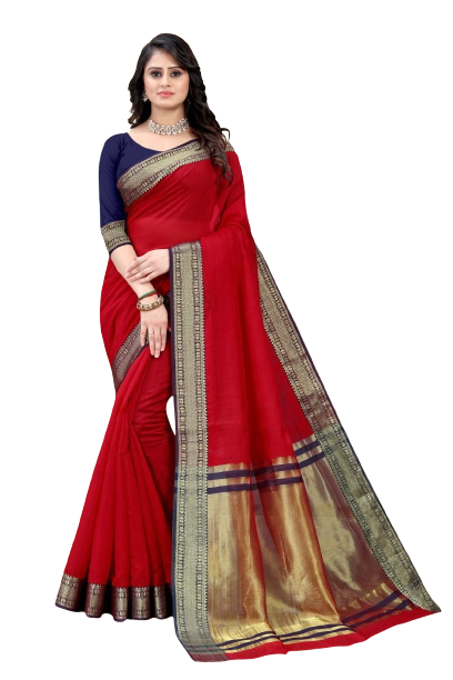 Naziya - Double colored red and blue Saree