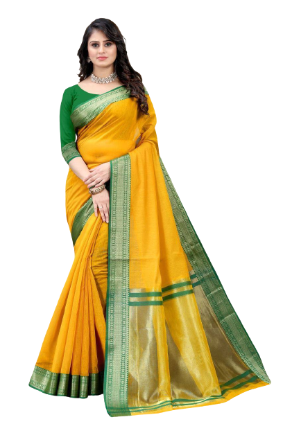 Naziya - Double colored Yellow and green Saree