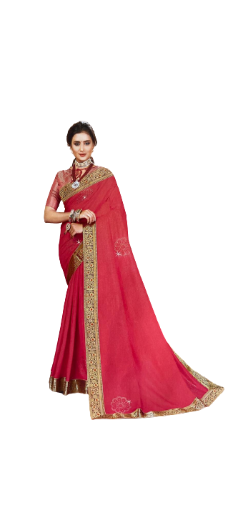 Kalki – Goldverkleideter rosa Saree