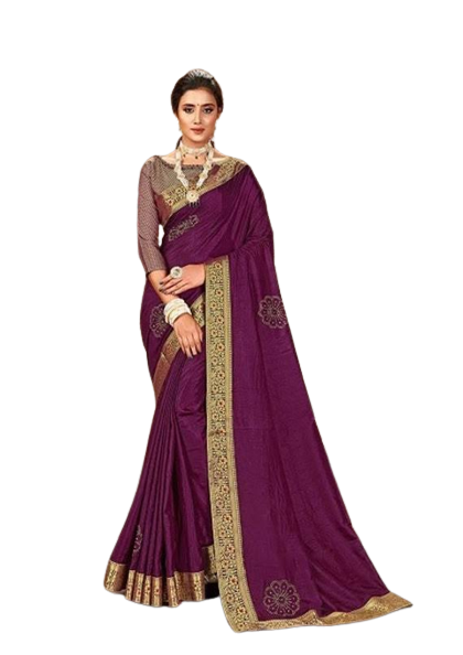 Kalki - Gold boarded Purple Saree