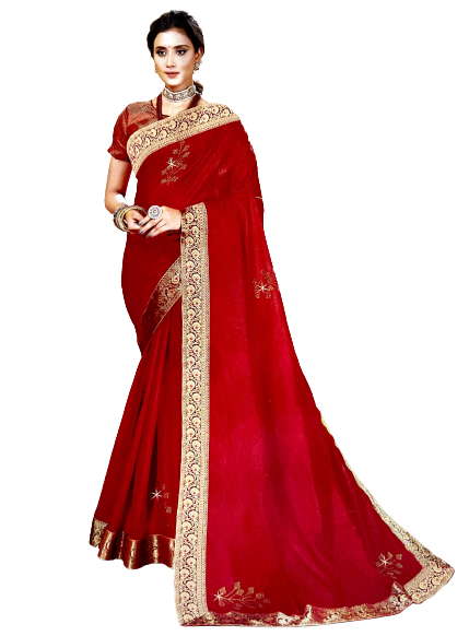 Kalki - Gold boarded Red Saree