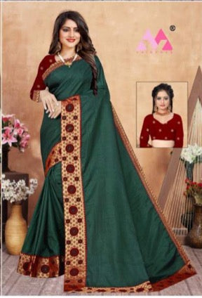 Tanish - Green Saree with red Blouse