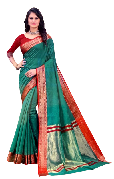 Naziya - Double colored green and red Saree